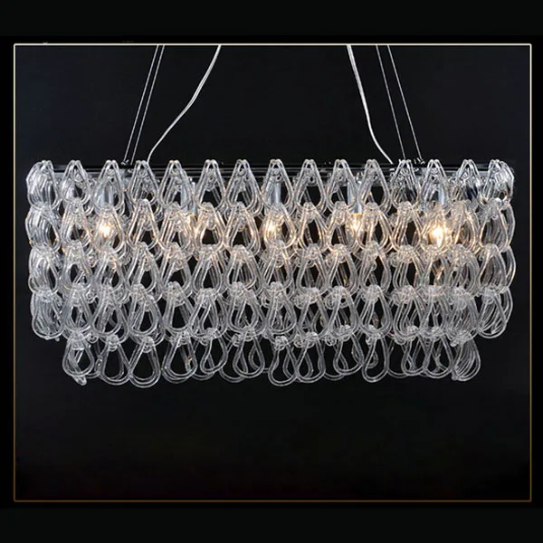 Современная стеклянная люстра Lustre прямоугольник E14 светодиодная осветительная