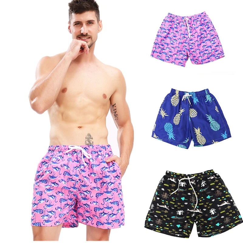 

JINXIUSHIRT Men Beach Shorts Printing Flower Surf Board shorts Quick Drying Swimwear Adjustable Trunks Sports Running Bottoms