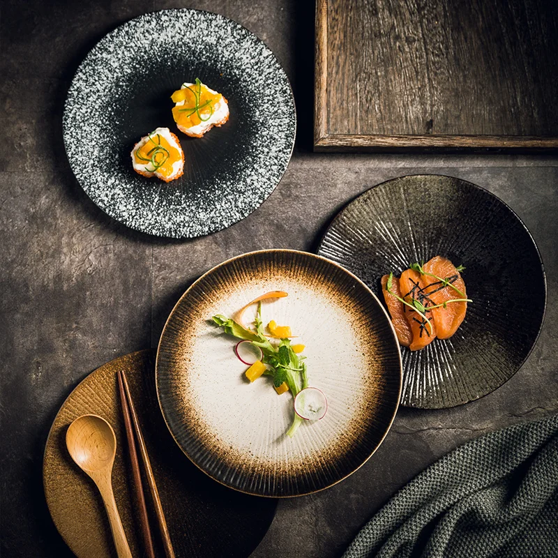 

EECAMAIL New Product Creative Japanese Tableware Retro Ceramic Steak Plate Dim Sum Plate Western Plate Breakfast Plate