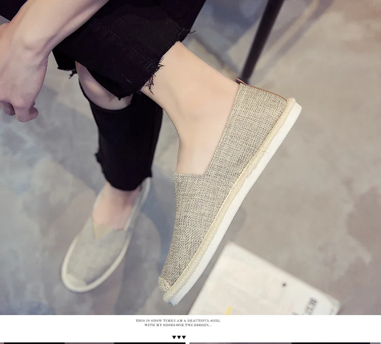 

Breathable Linen Casual Men's Shoes Old Beijing Cloth Shoes Canvas Summer Leisure Flat Fisherman Driving Shoes Wicking KM687-700