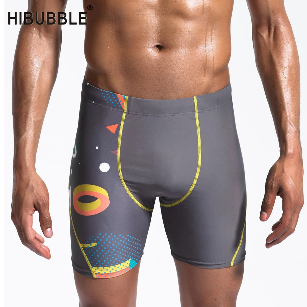 

HIBUBBLE Printed Swimwears Men Swimsuits High Rise Swimming Boxer Trunks For Bathing Surf Shorts Plus Size Summer Beachwear