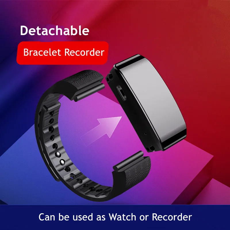 Yescool Невидимый Цифровой диктофон Смарт часы браслет спортивный шагомер MP3