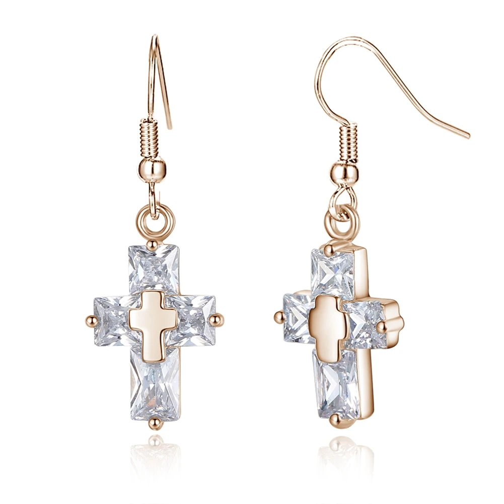 

Silver Earrings for women New Fashion Jewelry rose gold cross Fashion Silver Plated earrings QWZGJTGF