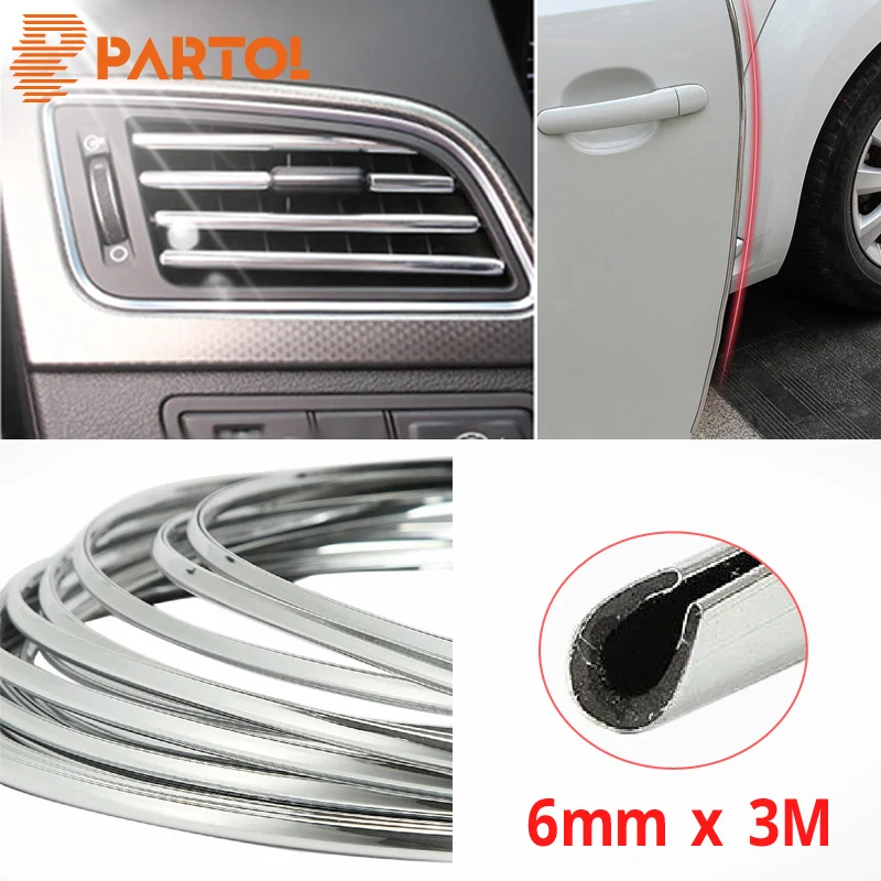 Partol 6mm 3m Car Styling Moulding Strip Car Decoration