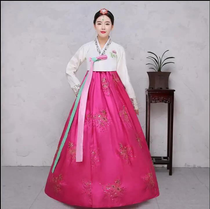 

4 Colors Sequins Korean traditional costume Women Elegant Hanbok Korean Dress