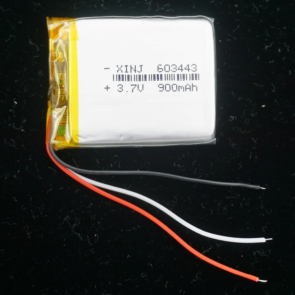 

XINJ 3.7V 900mAh 3wires for thermistor Li lithium-polymer battery Li po cell For PDA driving recorder Phone Camera E-book 603443