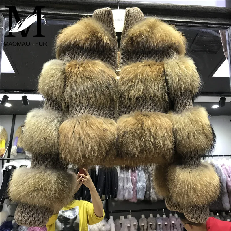 

Raccoon Fur Jacket Women Winter Real Fur Coat High Quality Natural Raccoon Fur Overcoat
