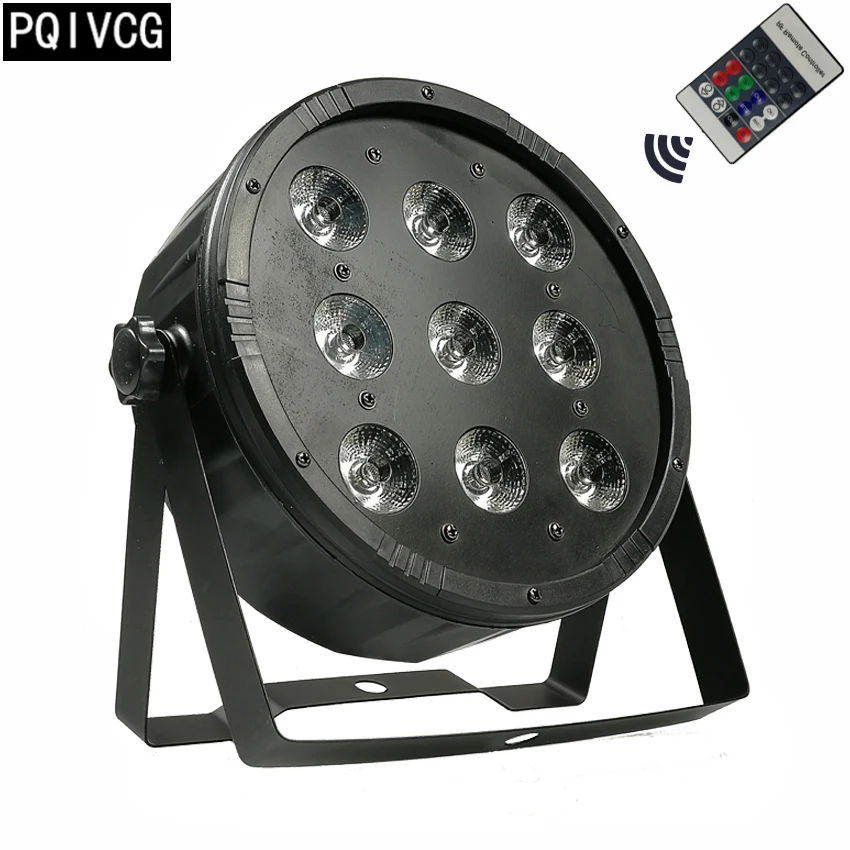 

Remote control 9x12w led par light rgbw 4in1 dmx512 flat par led par lights professional disco equipment
