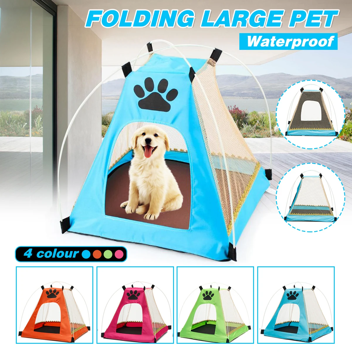 Animales Impermeables al Aire Libre Refugio Wigwam Viajes Camping Jaula Para Mascotas en Entrada Puerta Tama/ño 7.8*9.4 inch Tienda Plegable Port/átil Para Perros Casa de Gato Casa con Cama