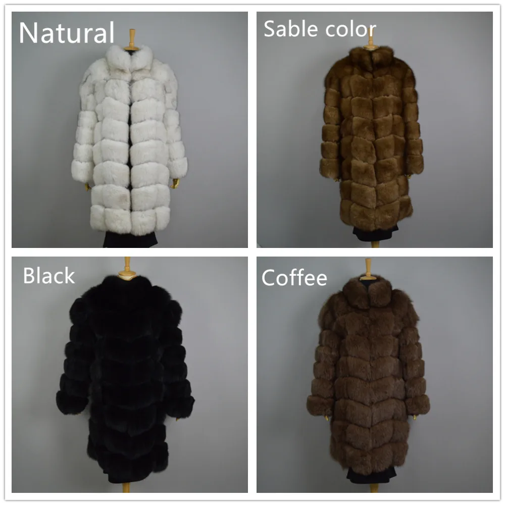 8xl Mode Manteau sable black Col Mandarin Complet Fourrure Manches Renard C116 Taille 2017 Réel Coffee De S 4 Couleurs Longue Bleu Matériel Pelt Modèle natural Pleine 0xwdRqg