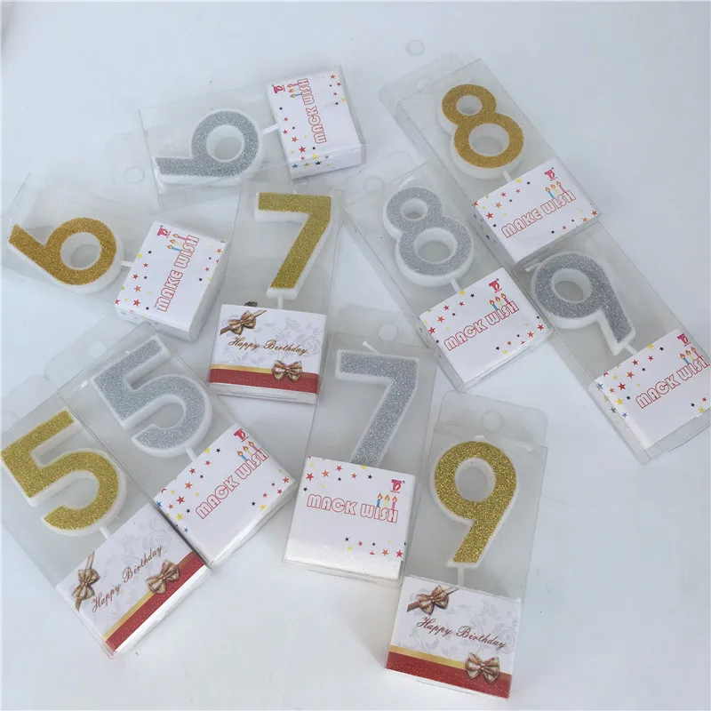 

Birthday Number 1 2 3 4 5 6 7 8 9 Candle Gold Silver Cake Cupcake Topper Party Birthday Cake Candle Baby Show Decoration Supply