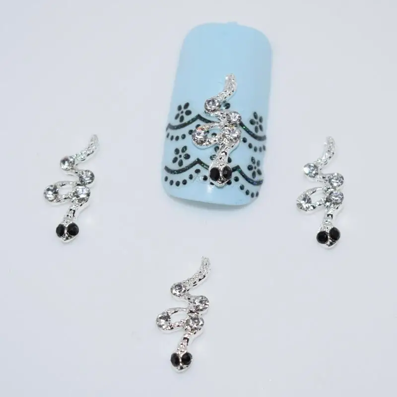 

10psc New Cute snake 3D Nail Art Decorations,Alloy Nail Charms,Nails Rhinestones Nail Supplies #019