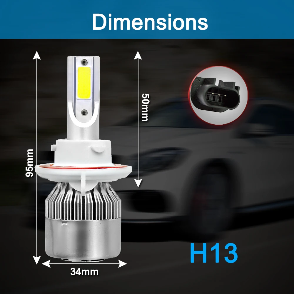 1 пара C6 автомобильные лампы светодиодный H1 H3 H4 H7 H11 9005 9006 светодиодный лампы головной светильник светодиодный светильник автомобиля 12V 36W 6000LM туман светодиодный лампы