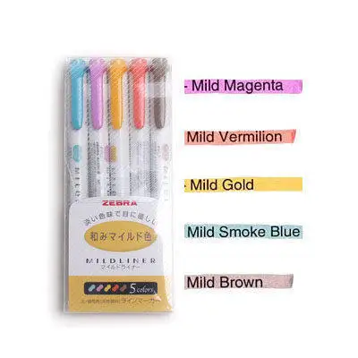 3/5 шт. японский канцелярский маркер ручка мягкий вкладыш с двухголовой флуоресцентная ручка для рисования маркеры Зебра Mildliner каракули - Цвет: Dark colors 5pcs