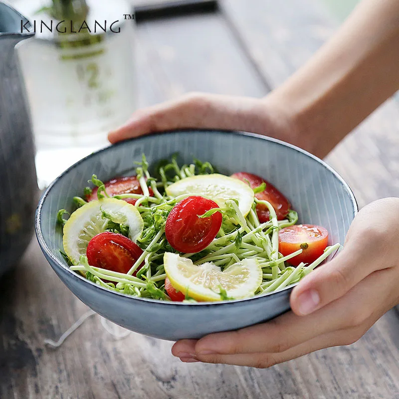 

KINGLANG Japanese Ceramic Salad Bowl Fruit Noodle Ramen Bowl Tableware