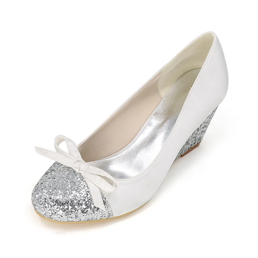 Wedding Cheap Prom Shoes online get cheap grey prom shoes aliexpress com alibaba group round glitter toe and wedges woman satin patched g