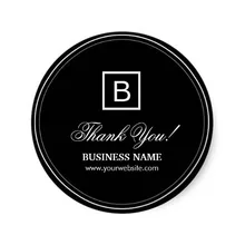 3,8 см классная черная монограмма бизнес Спасибо наклейка s Персонализированная на заказ маленькая бизнес именная наклейка