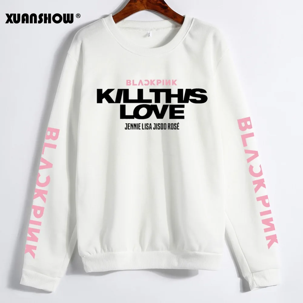 XUANSHOW унисекс Одежда для любителей корейский язык BLACKPINK KILL THIS LOVE Альбом Буквы Кофты мужчина Женщина пуловер Sudadera Mujer