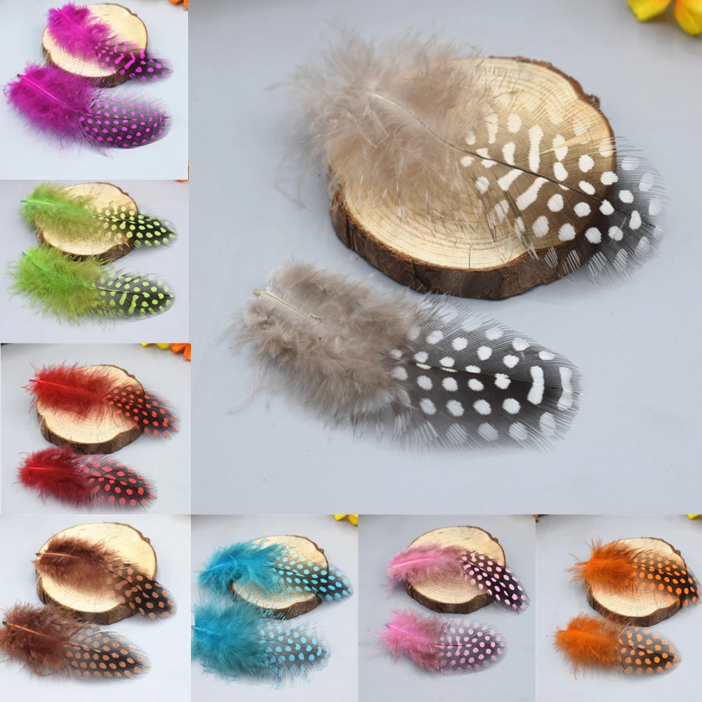 

20 pcs. 6-10 cm wing feathers spotted Guinea fowl plumage for DIY crafts hats Accessories