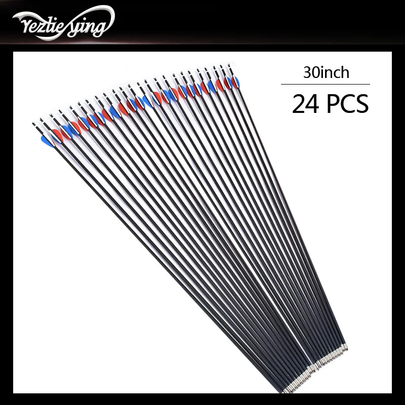 6/12/24PCS Mixed Carbon Arrow Length 30Inch Spine 550 Red Blue White Feather Recurve Bow / Compound Bow Archery Hunting 6/12/24PCS Mixed Carbon Arrow Length 30Inch Spine 550 Red Blue White Feather Recurve Bow / Compound Bow Archery Hunting