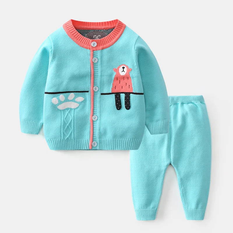 

Baby Boy Clothes 2019 Spring Warm Newborn Set Knit Cardigan+Sweater Pants 2 Piece Baby Girl Set Cotton Infant Boy Suit 3M-24M