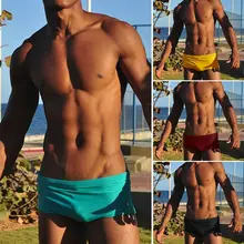 Летние сексуальные мужские плавки, Шорты для плавания, пляжные шорты, купальный костюм, боксеры, мужские однотонные плавки