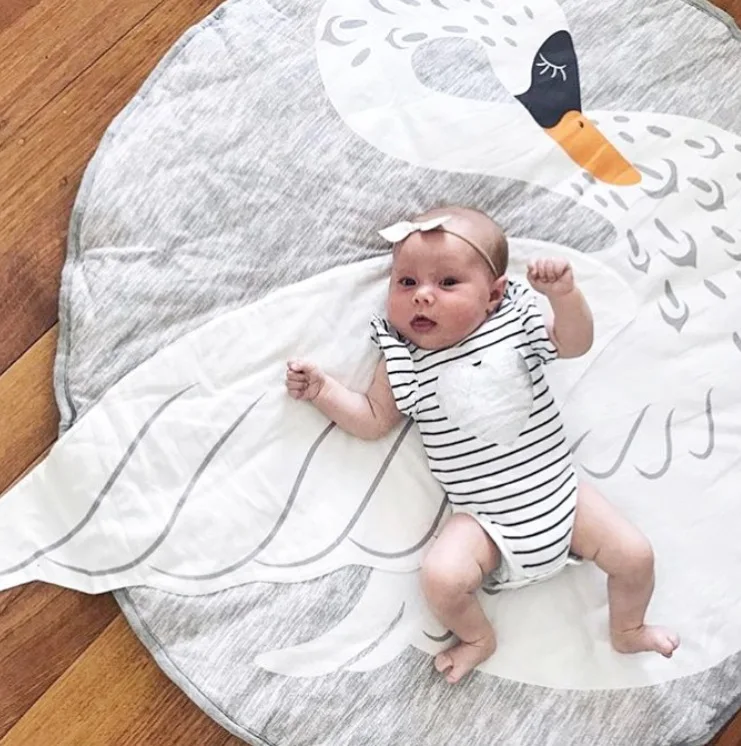 Green Gary Leaf Type Baby Play Mat Cotton Soft Baby Sleeping Mats Floor Carpet Baby Gym Activity Room Decor Crawling Blanket Pad (Color : Green