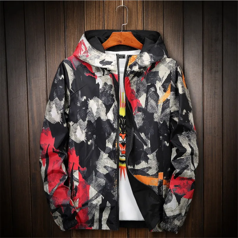

Men's Coat Printing Hooded Jacket Double jacket Plus Size S- 6XL 7XL 8XL