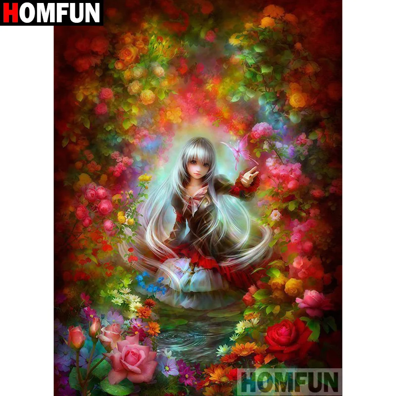 

HOMFUN Full Square/Round Drill 5D DIY Diamond Painting "Beauty flower" Embroidery Cross Stitch 3D Home Decor Gift A13396