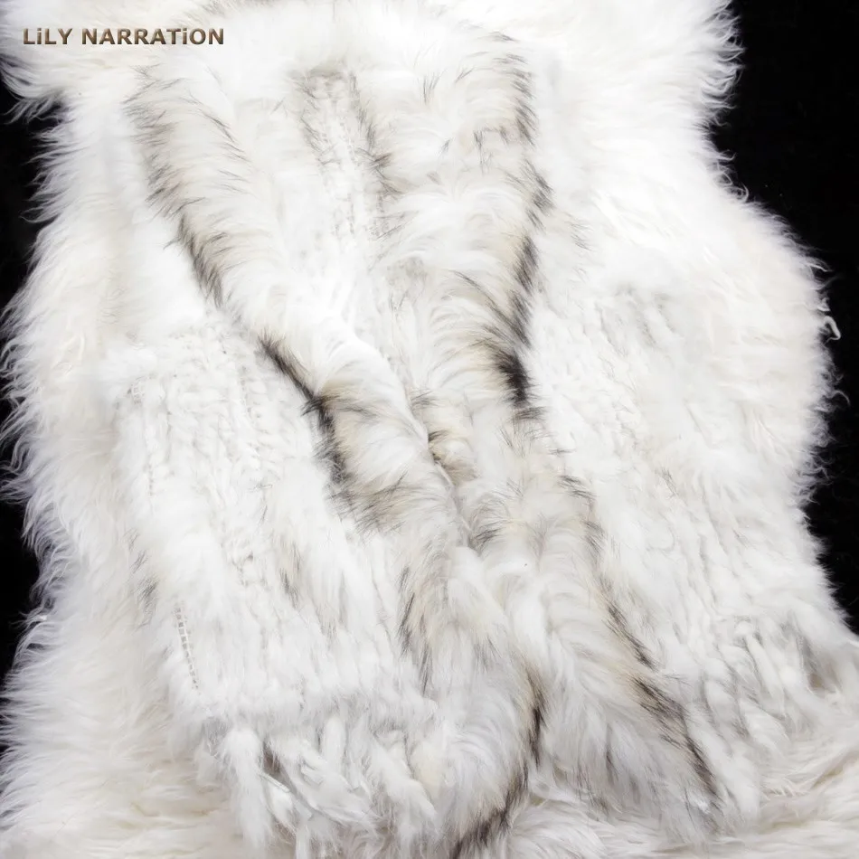 HSPL Fur Vest Real Rabbit Women Gilet With Fur Trimming Tassels Female Waistcoat Lady Real Fur Gilet Colete Feminino De Inverno long down puffer coat