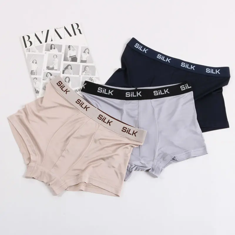 Beste MANNEN boxershorts 100% Natuurlijke Zijde Heren slipje Gezonde Effen slipje lingerie calcinha shorts ondergoed calzoncillos