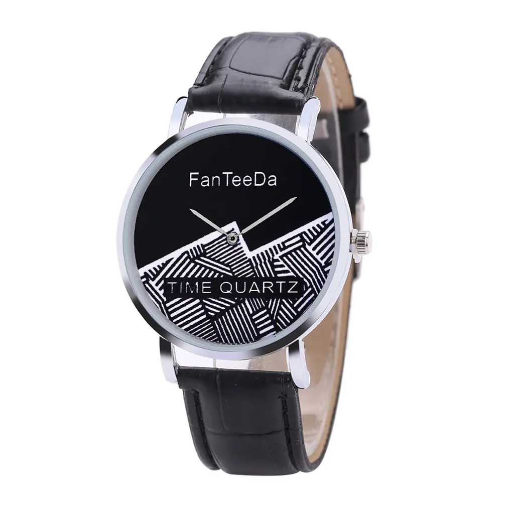 Мужские кварцевые часы с сетчатым узором кожаный ремешок с неровным принтом Аналоговые кварцевые наручные часы модный популярный подарок