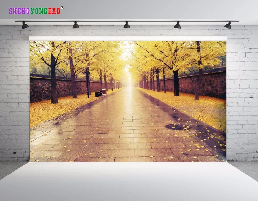 

SHENGYONGBAO Art Cloth Photography Backdrops Props Autumn Road theme Photo Studio Background SML-0031