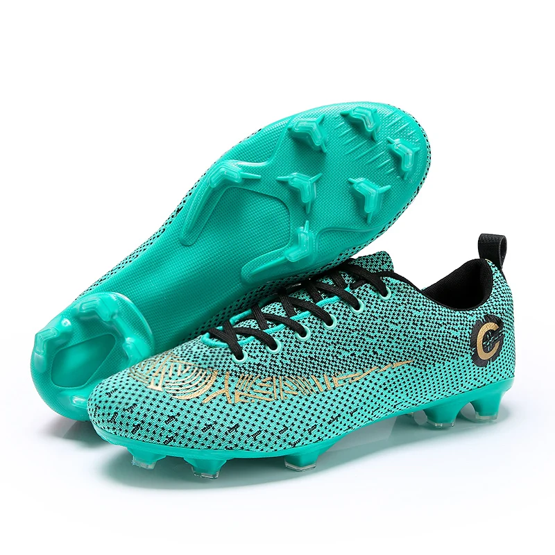 Lion Scream Football Shoes Professional Soccer Suferfly Futsal Sock Cleats Training Sport Sneakers Child Turf& Spike 33-44 - Цвет: 2050greenspike