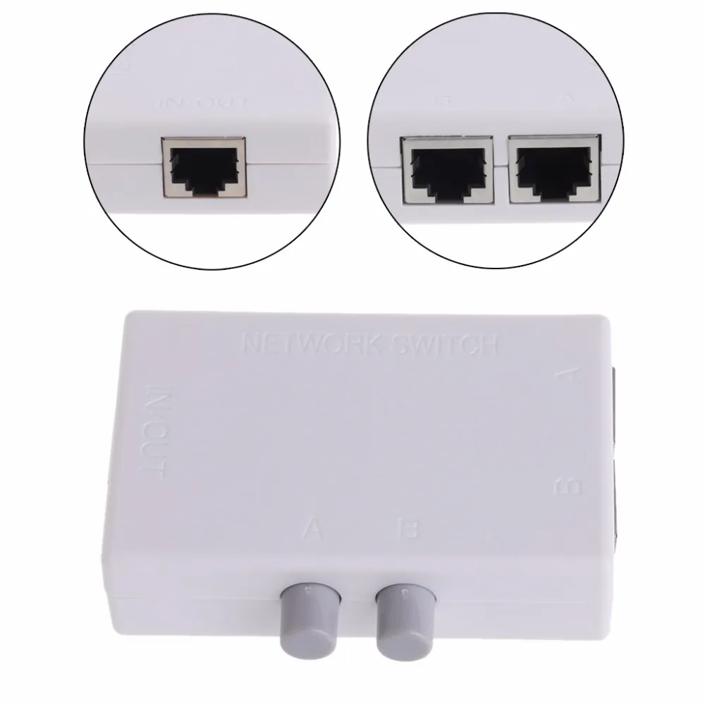 

Mini Dual 2 Way 2 Ports RJ45 Network Manual AB Sharing Switch Box Adapter HUB C26