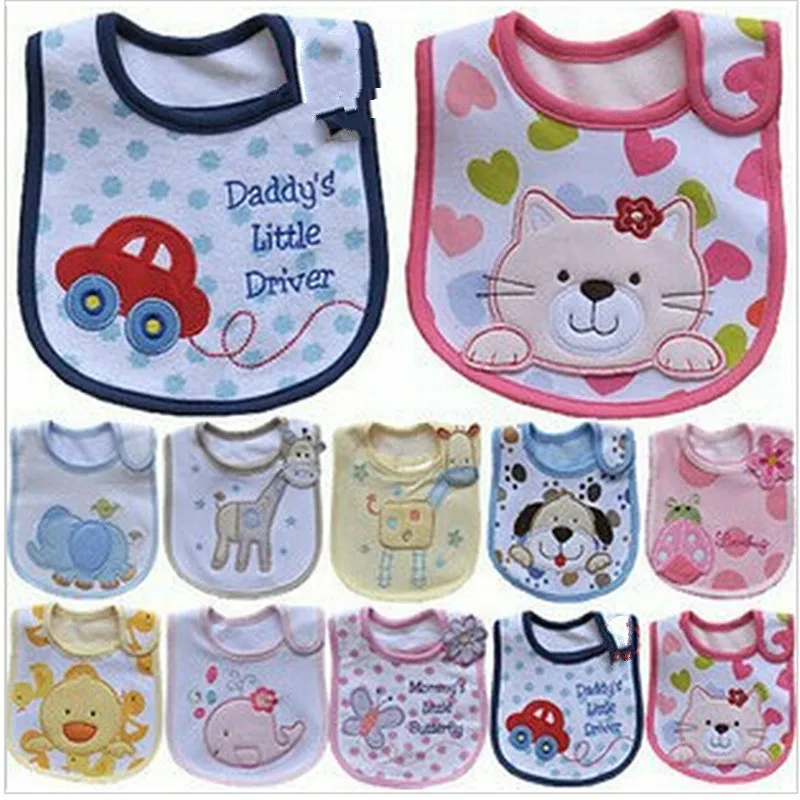 Baby Bibs Cute Cartoon Pattern Toddler Baby Waterproof Saliva Towel Cotton Fit 0-3 MOld Infant Burp Cloths Feeding Baby Stuff
