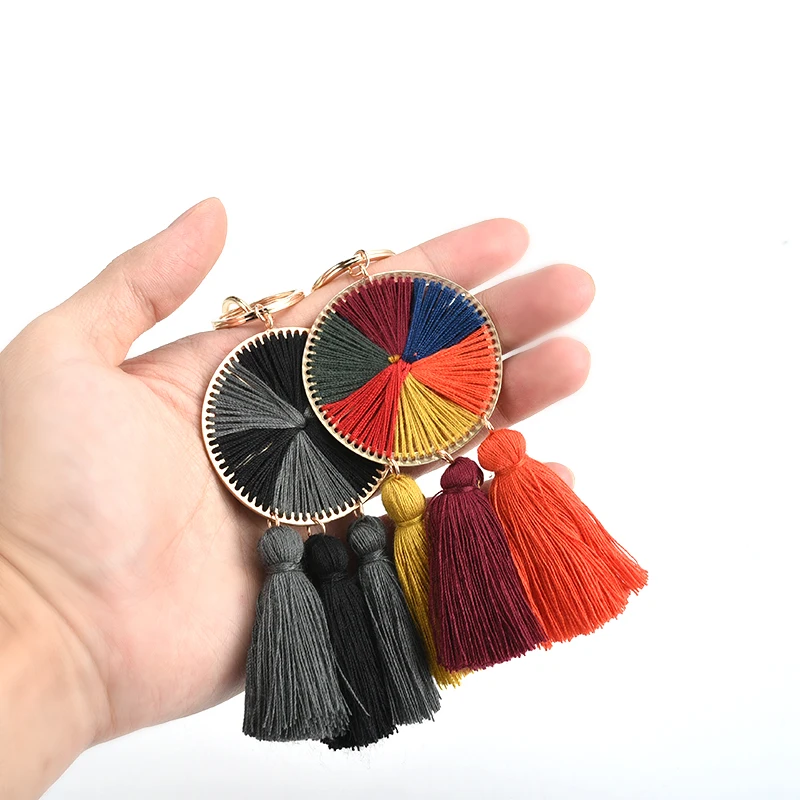 Fecilia 2019 Trendy Handmade Alloy Tassel Bohemian Bag Pendant Keychain Women Ethnic Key Chain Bag Parts & Accessories