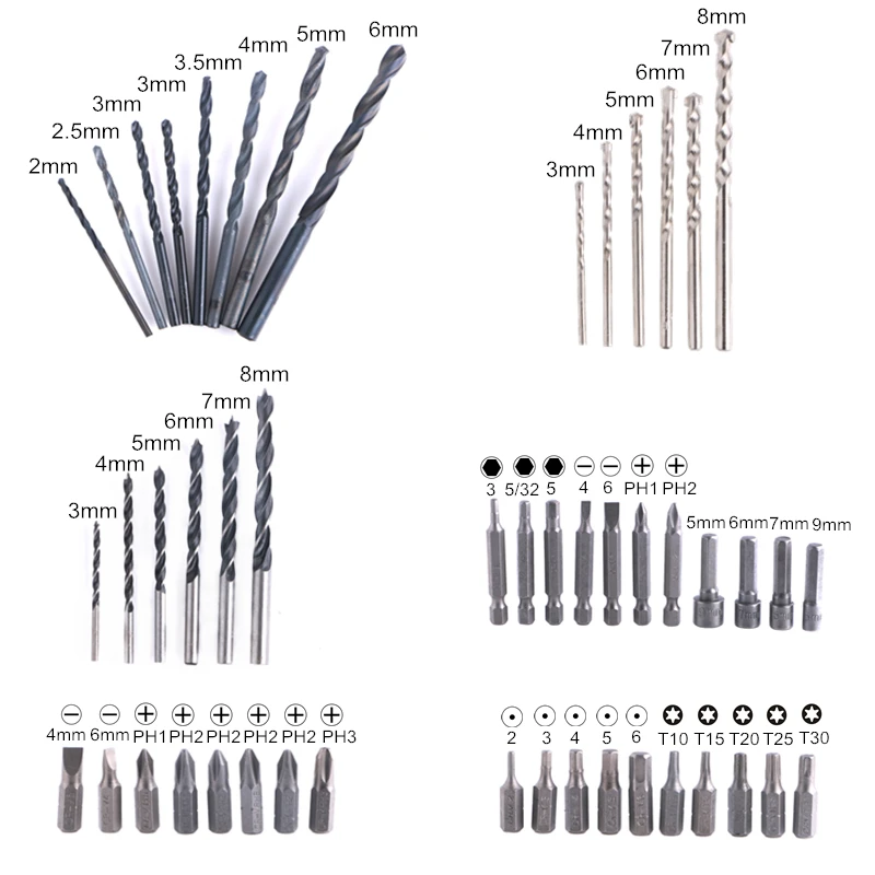50 шт. набор сверл с многоточечной отверткой для металла/дерева/керамического сверла набор инструментов