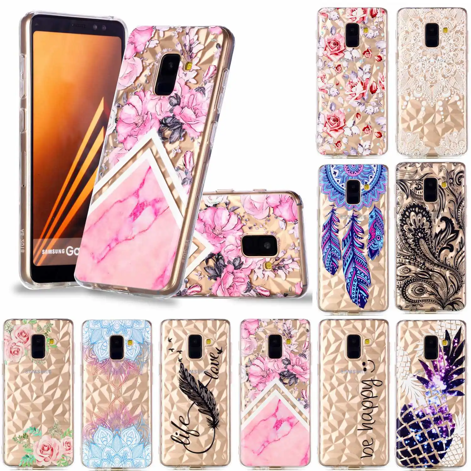 ТПУ силиконовый чехол для Samsung Galaxy A8 2018 A530 A530F мягкий на телефон с изображениями