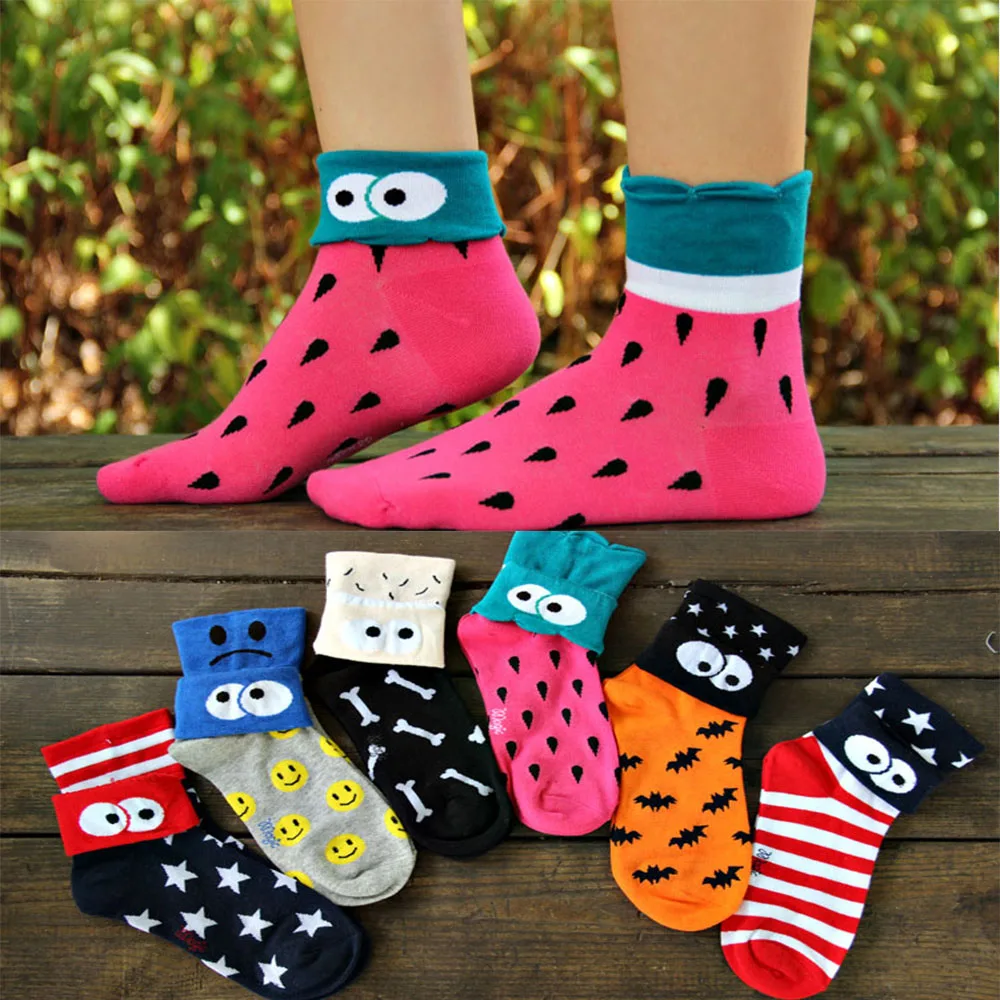 CRAZY FLY 2019 New Style Happy Cartoon Art Socks Cotton Novelty Winter