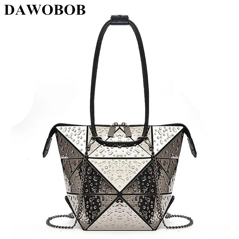 

2018 Fashion Women Luxury Silver Handbag Chains Shoulder Bag sac Geometric Messenger Bag Clutch bolsa Crossbody Bags feminina