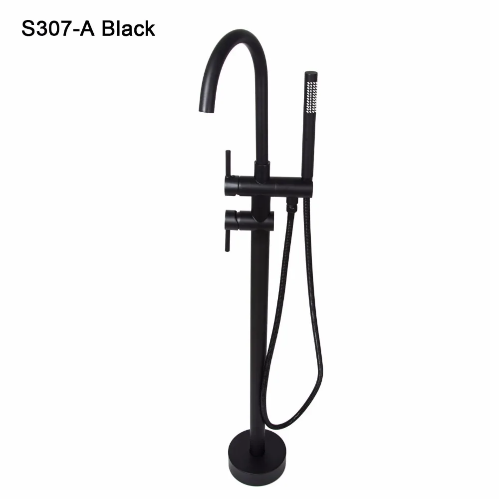 Черный роскошный Ванная комната напольная подставка смеситель для душа латунь наземный смеситель для ванной кран набор черный