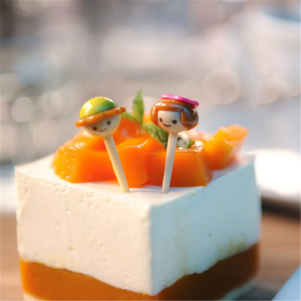 

6/8Pcs/set Animal Farm Fruit Fork Mini Cartoon Children Snack Cake Dessert Food Fruit Pick Toothpick Bento Lunches Party Decor
