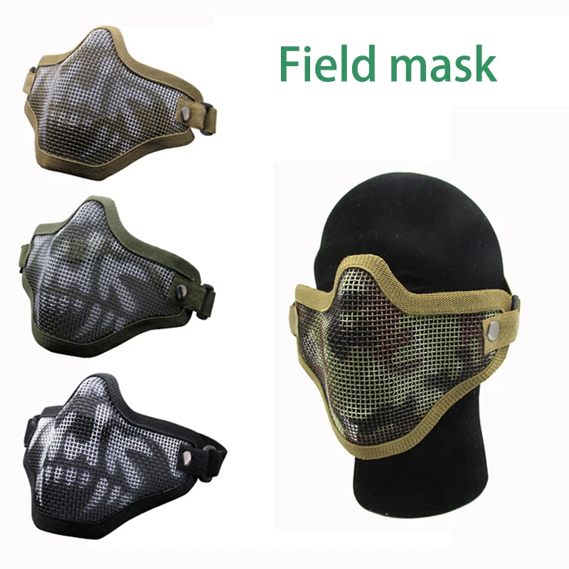 

Half Face Sheel Breathable Mask Hunting Protective Jungle Tactical Paintball Helmet CS Field Protection Riding Party Mask
