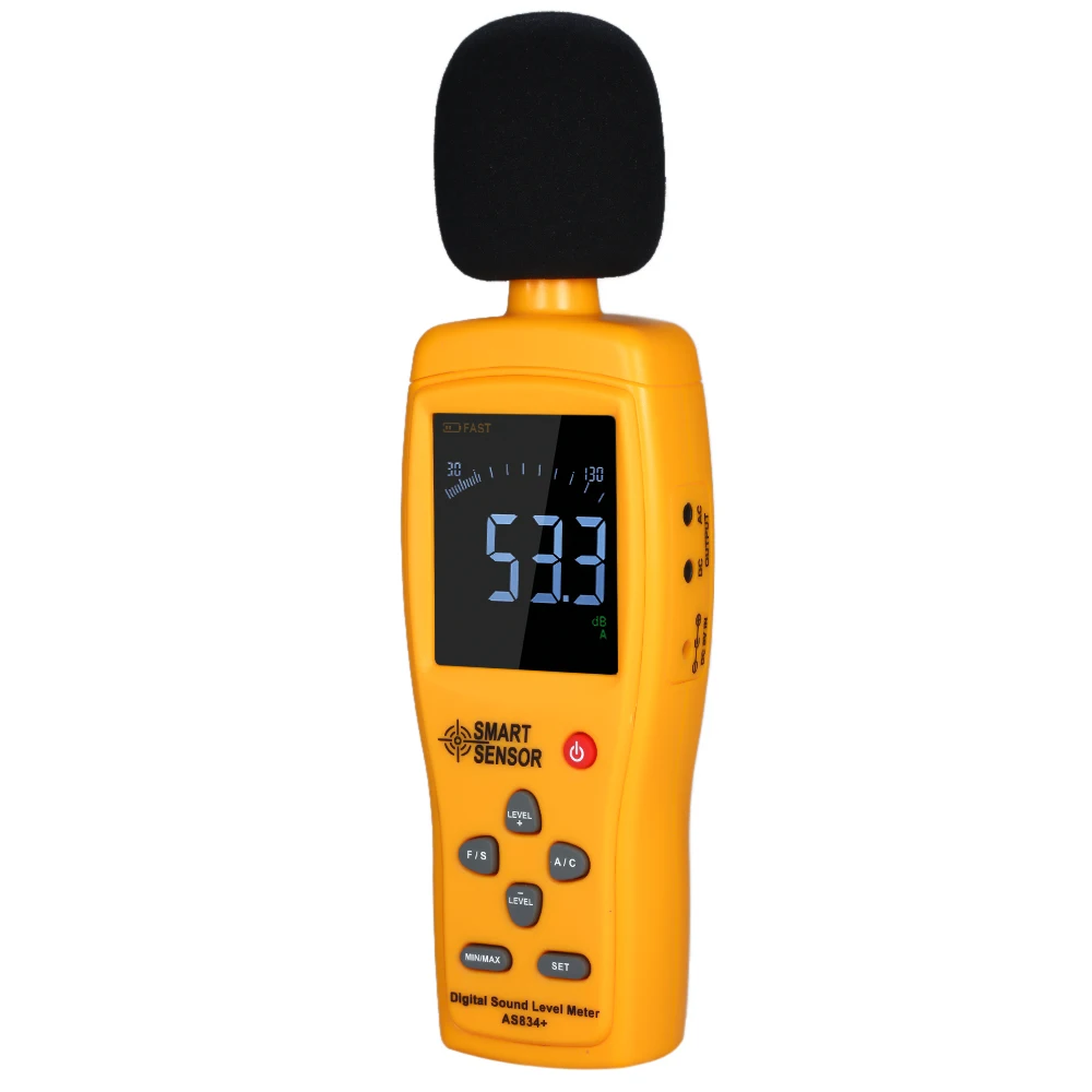 

SMART SENSOR AS834+ LCD Sound Level Meter Digital Sound Level Meter Digital Noisemeter 30-130dB Decibel Monitoring Tester