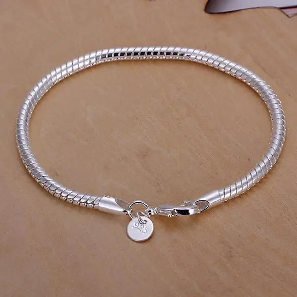 Модный стильный посеребренный браслет-цепочка в форме змеи подходит для серебряных браслетов и браслетов цепочка с подвеской из бисера 16 см-21 см - Окраска металла: Посеребренный