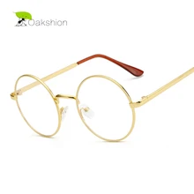 Ретро корейские круглые золотые металлические оправы для очков, прозрачные линзы, классический круг, винтажная оправа для очков, семь цветов