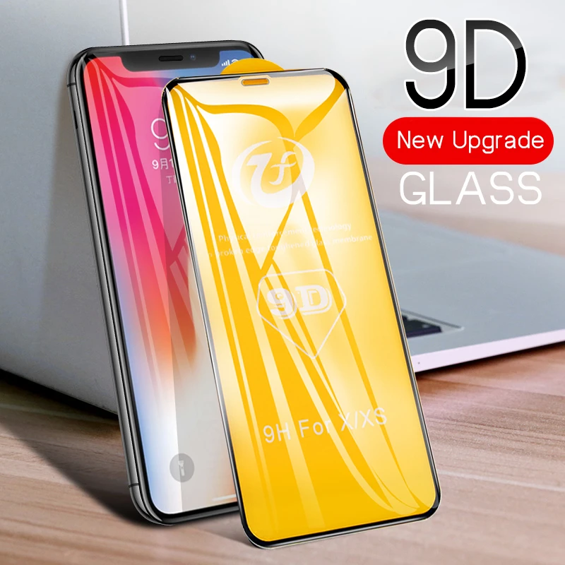

10Pcs 9D Full Curved Tempered Glass On The For Apple For iPhone XR X XS Max 8 7 6 6S Plus Screen Protector Cover Protective Film