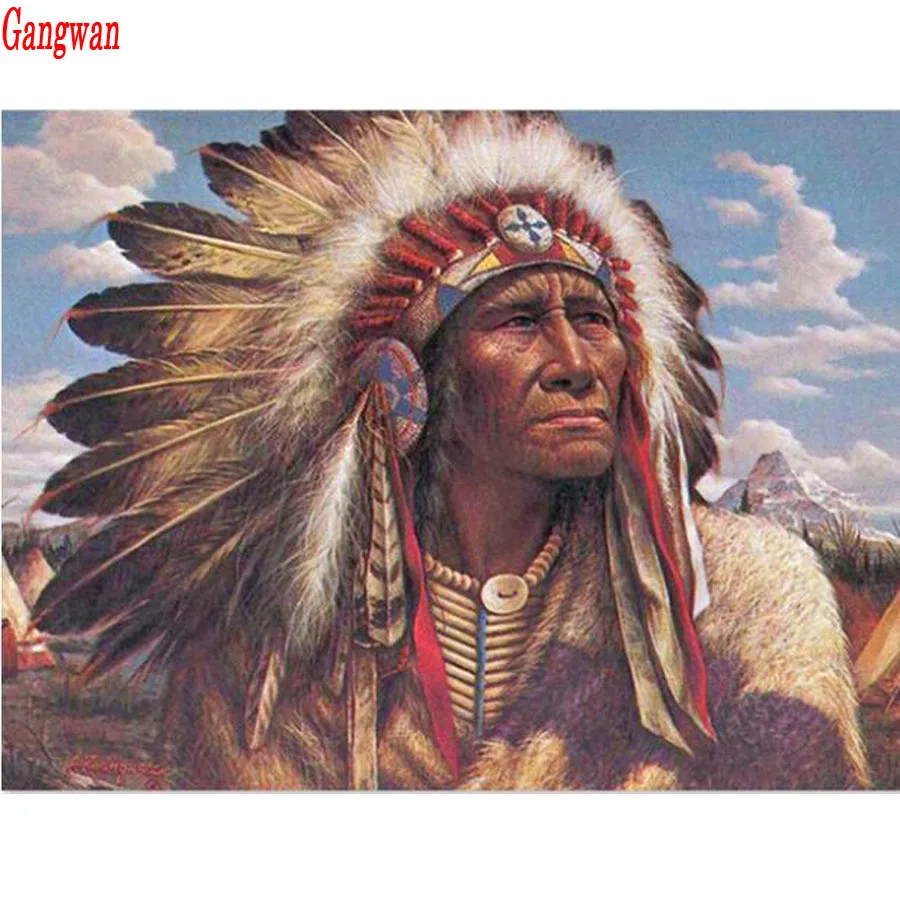 Full square Diamond art 5D DIY Diamond Painting Native American Indian