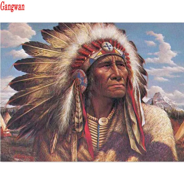 Full square Diamond art 5D DIY Diamond Painting Native American Indian
